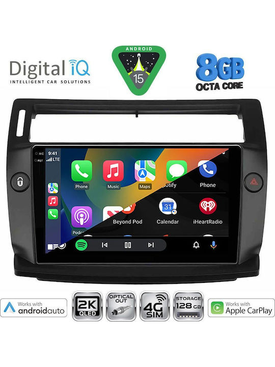 Digital IQ Car Audio System for Citroen C4 2004-2011 (Bluetooth/USB/AUX/WiFi/GPS/Apple-Carplay/Android-Auto) with Touch Screen 9"