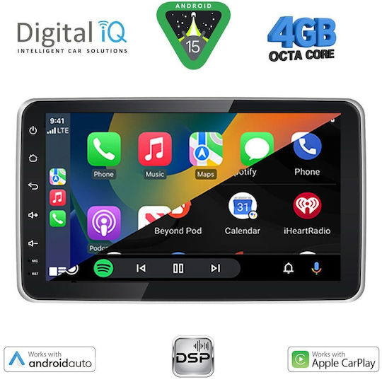 Digital IQ Автомобилна Аудио Система (Блутут/USB/AUX/WiFi/GPS/Apple-Carplay/Android-Auto) с Тъчскрийн 9"