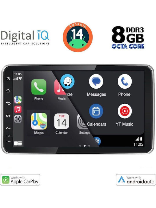 Digital IQ Car Audio System (Bluetooth/USB/AUX/WiFi/GPS/Apple-Carplay/Android-Auto) with Touch Screen 9"