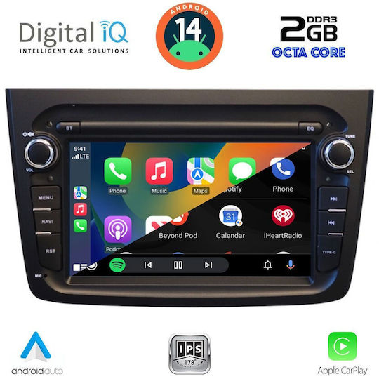 Digital IQ Ηχοσύστημα Αυτοκινήτου για Alfa Romeo Mito 2008-2018 (Bluetooth/USB/AUX/WiFi/GPS/Apple-Carplay/Android-Auto) με Οθόνη Αφής 7"