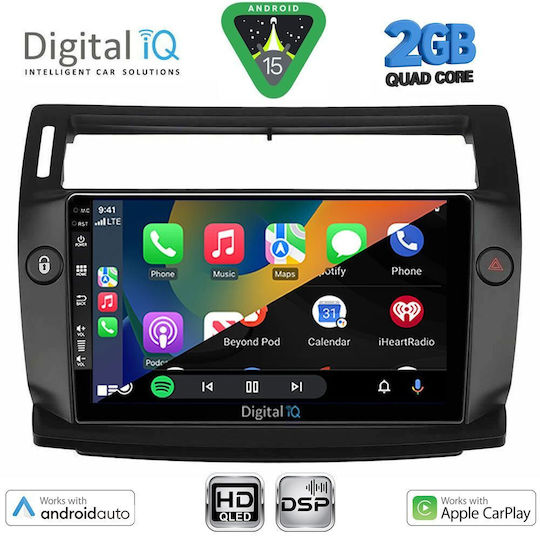 Digital IQ Ηχοσύστημα Αυτοκινήτου για Citroen C4 2004-2011 (Bluetooth/USB/AUX/WiFi/GPS/Apple-Carplay/Android-Auto) με Οθόνη Αφής 9"