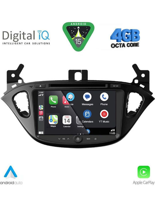 Digital IQ Car Audio System for Opel Adam / Corsa 2014-2022 (Bluetooth/USB/AUX/WiFi/GPS/Apple-Carplay/Android-Auto) with Touch Screen 8"