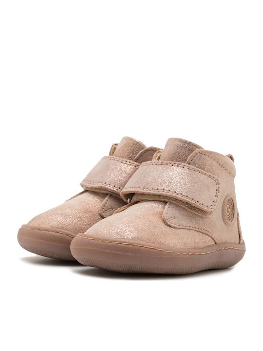Anatomisch Lederne Kinderstiefeletten mit Klettverschluss Rosa