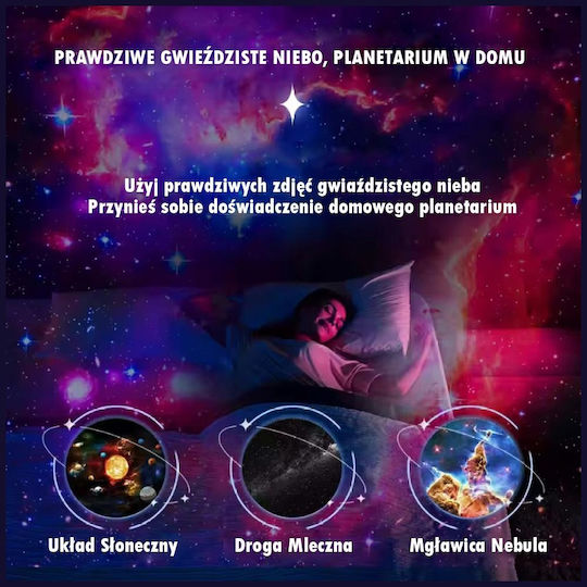 Beline Led Περιστρεφόμενο Παιδικό Φωτιστικό Projector με Προβολή Αστεριών Λευκό