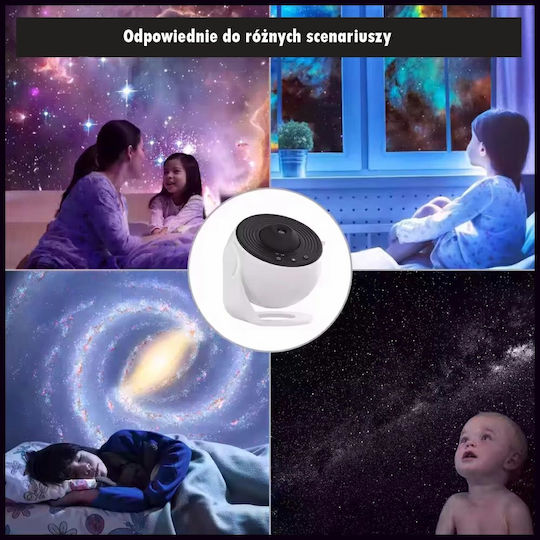 Beline Led Περιστρεφόμενο Παιδικό Φωτιστικό Projector με Προβολή Αστεριών Λευκό