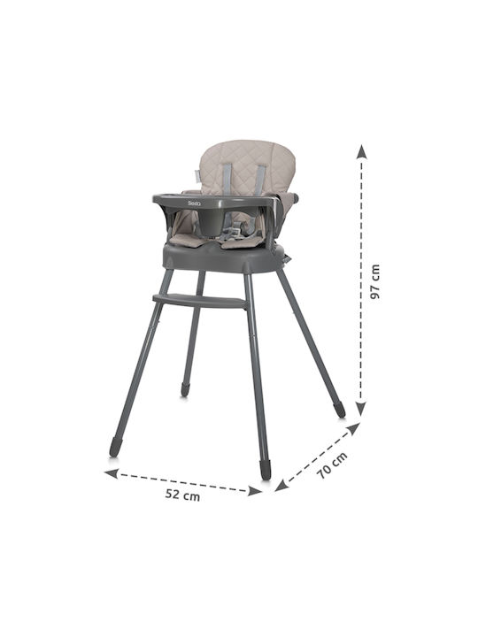 Lorelli Siesta Foldable Baby Highchair 3 in 1 with Adjustable Height Gray