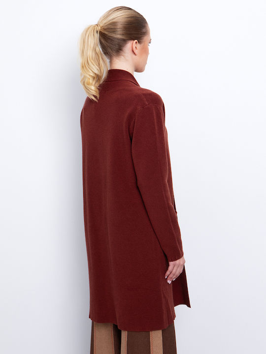 Long Women's Knitted Cardigan Cinnamon