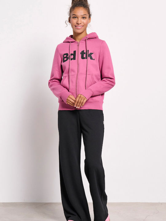 Long Women's Sweatshirt Jacket Hooded Red