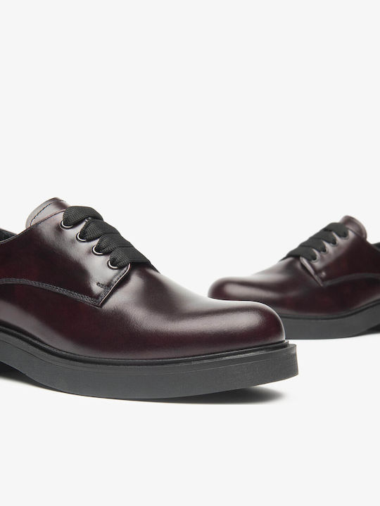 Women's Leather Oxford Shoes Red