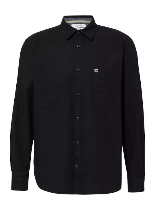 Long-sleeved Cotton Shirt Black