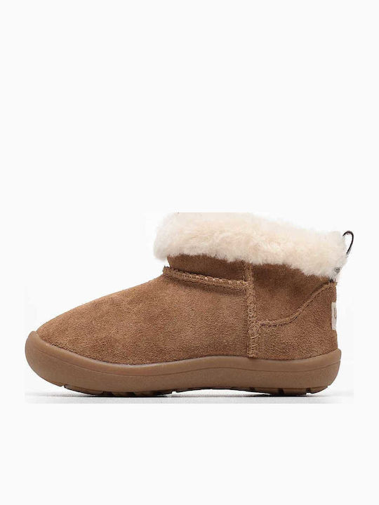 Kinsey Suede Kids Boots with Zipper Tabac Brown