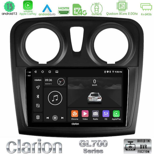 Clarion Ηχοσύστημα Αυτοκινήτου για Renault Dokker Dacia Sandero / Dokker 2014-2020 (Bluetooth/USB/WiFi/GPS/Apple-Carplay/Android-Auto) με Οθόνη Αφής 9"