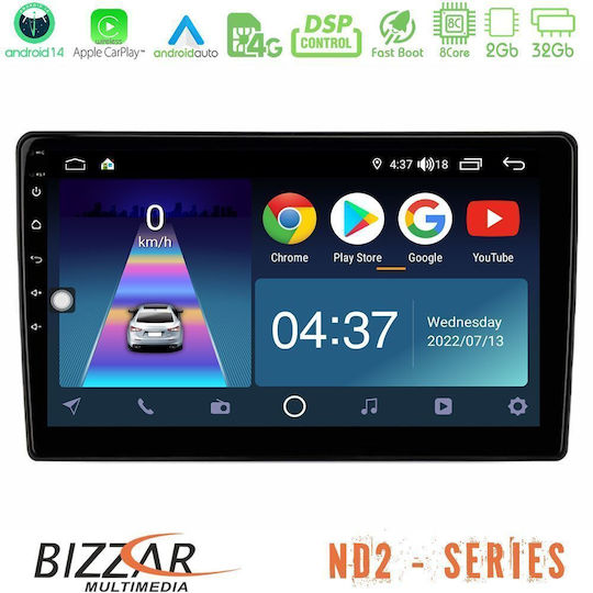 Bizzar Auto-Audiosystem für Ford Kurier / Transit Kurier 2015-2023 (Bluetooth/USB/WiFi/GPS/Apple-Carplay/Android-Auto) mit Touchscreen 9"
