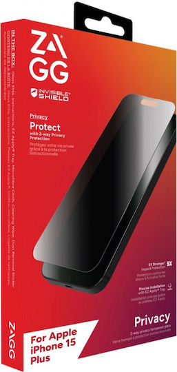 Zagg Invisibleshield Glass Elite Privacy Antibacterial Full Face Tempered Glass Μαύρο (iPhone 15 Plus)