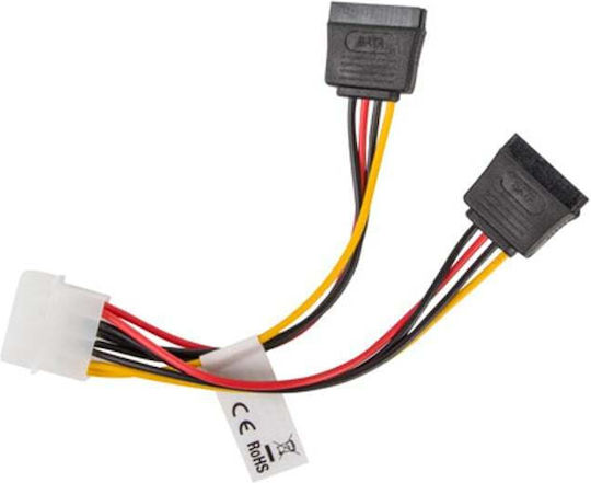 Lanberg 15-Pin Sata - 4-Pin Molex Cable 0.15m Μαύρο CA-HDSA-11CU-0015