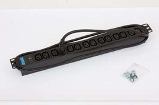 19'' Distribution Panel 1u 14x Iec320 C13 Max 10 A Cable 3x1.5mm Plug Iec320 C14 Length 2m Black Ral9005