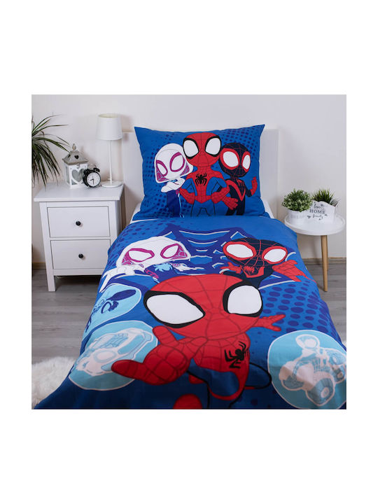Halantex Set Kids Duvet Cover Single with Pillowcase Cotton Blue 140x200cm