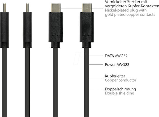 Good Connections USB 3.2 Cable USB-C male - USB-C 100W PD 1m 2831-CV010S