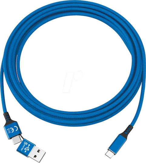 Smrter USB 2.0 Cable USB-C male - USB-A / USB-C Blue 1m