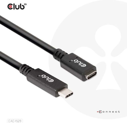 Club3D USB 3.1 Cable USB-C Male - USB-C Female 60W Black 1m