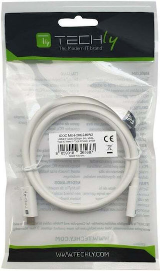 Techly USB 2.0 Cable USB-C male - USB-C 240W PD Λευκό 2m ICOC MU4-20G240W2