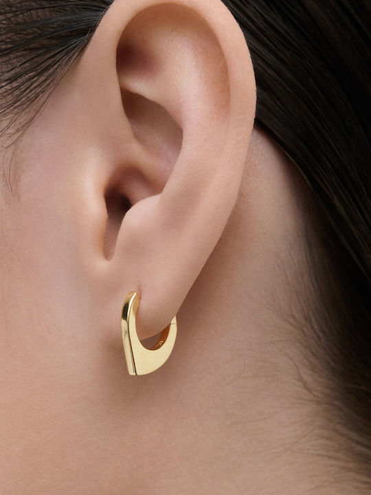 Kritsimis Earrings Hoops made of Silver Gold Plated with Stones