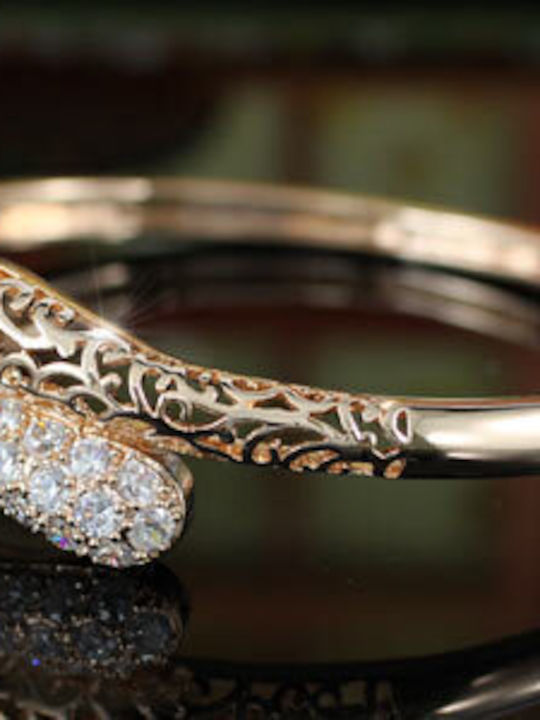 Vintage Style Rose Gold Plated Simulated Diamond Bangle Bracelet Mariette