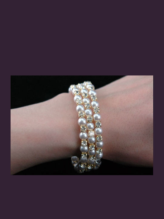 Gold Plated Crystal Faux Pearl Bracelet Marcia