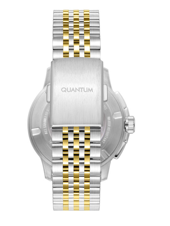 Quantum Ανδρικό Ρολόι 42mm Χρονογράφος Μπαταρίας με Ασημί Μεταλλικό Μπρασελέ