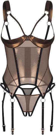 Λamperos Corset Fără Cupă & Ștring Deschis Obsessive Soranna Corset & Crotchless Thong Ean 5901688266977