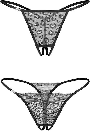 Στρινγκ 2 Τεμαχίων Ανοιχτό Καβάλο Obsessive Bianca Crotchless Thong 2 Pack Ean 5901688267530
