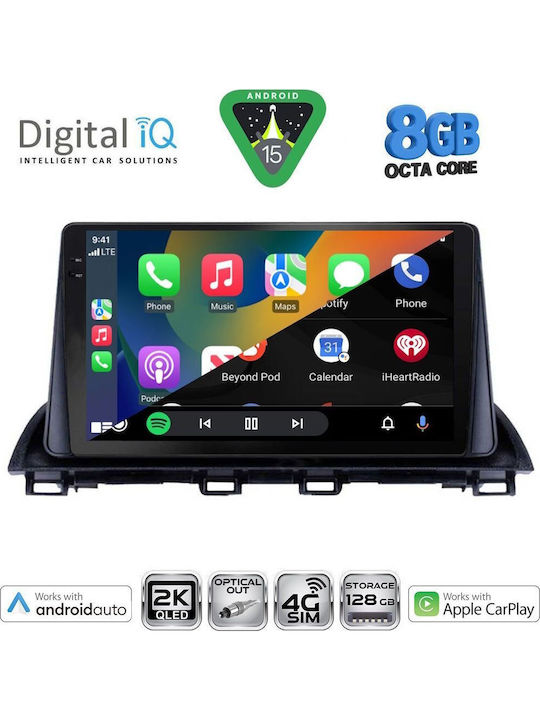 Digital IQ Car Audio System for Mazda 3 2014-2019 (Bluetooth/USB/AUX/WiFi/GPS/Apple-Carplay/Android-Auto) with Touch Screen 9"