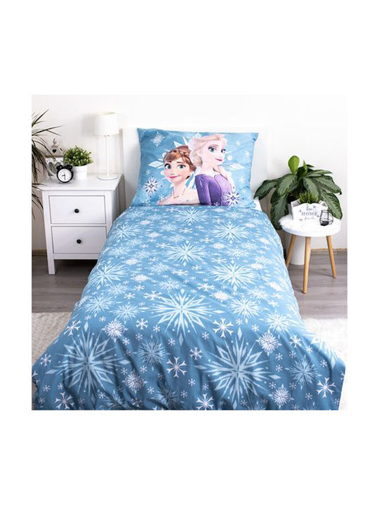 Halantex Set Kids Duvet Cover Single with Pillowcase Cotton White Snowflake 140x200cm