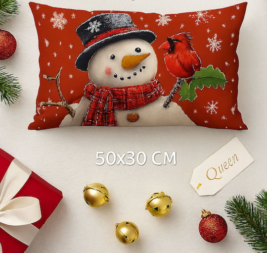 By Queen Limited Festive Edition Pillow Case Snowman & Cardinal 50×30 Cm