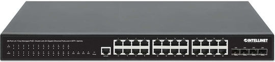 Intellinet 561846 Verwaltet L2 PoE+ Switch mit 24 Ports Gigabit (1Gbps) Ethernet und 4 SFP Ports