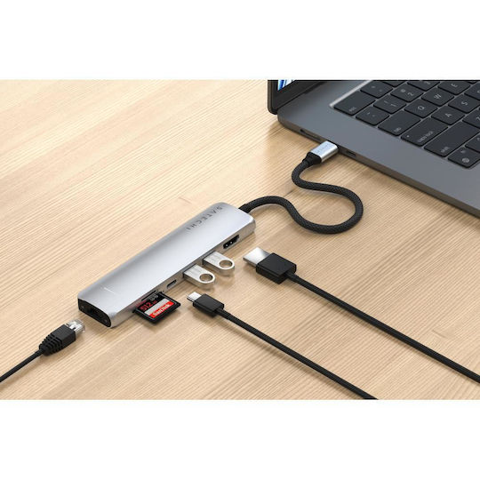 Satechi USB-C Docking Station με HDMI 4K PD Ethernet Ασημί (ST-P7SS)