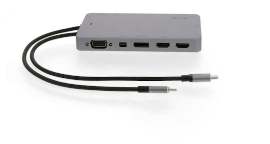 LMP Docking Station με Διπλό USB-C HDMI/DisplayPort 4K PD Ethernet και σύνδεση 2 Οθονών Γκρι (LMP-USBC-DDOCK2-SG)