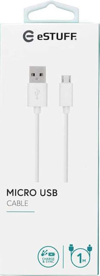 eSTUFF Regular USB 2.0 to micro USB Cable Λευκό 1m (ES603007)