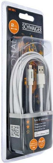 Schwaiger Flat USB-A to Lightning Cable Λευκό 2m (LKF200L532)