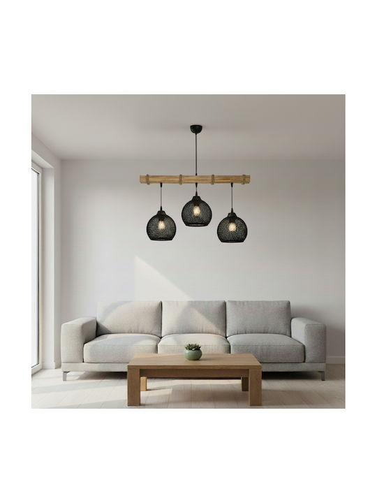 Pakketo PWL-1120 Pendant Light Black Boho with Rope for Socket E27 50x20x63cm