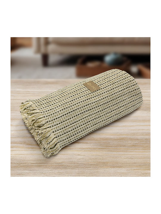 Lino Home Velora Three-Seater Sofa Throw Chenille 180x300cm Olive Green