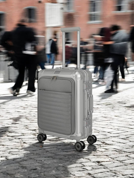 Travelite Cabin Hard Silver Suitcase With 4 Wheels Height 55cm