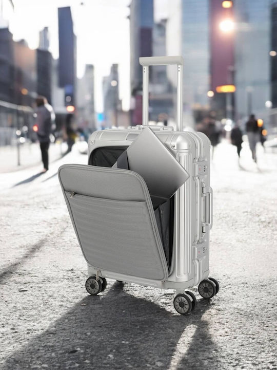 Travelite Cabin Hard Silver Suitcase With 4 Wheels Height 55cm