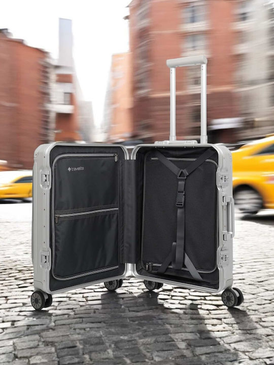 Travelite Cabin Hard Silver Suitcase With 4 Wheels Height 55cm