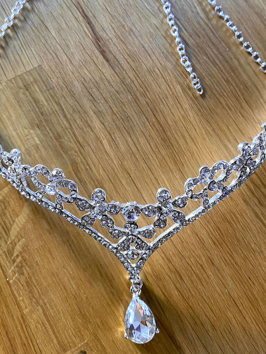 Sparkling Crown Tiara Forehead Crystals Silver Bride Wedding Chloe