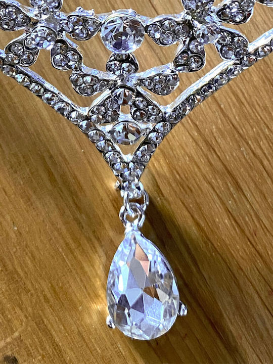 Sparkling Crown Tiara Forehead Crystals Silver Bride Wedding Chloe