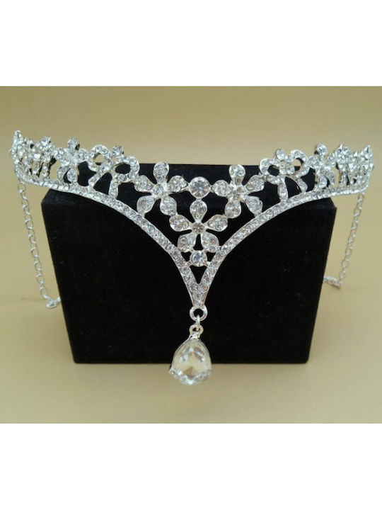 Sparkling Crown Tiara Forehead Crystals Silver Bride Wedding Chloe