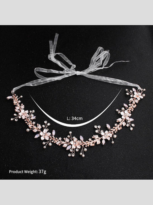 Bridal Hair Decoration Pink Gold Rose Gold Flowers Crystals Pearls Marlie