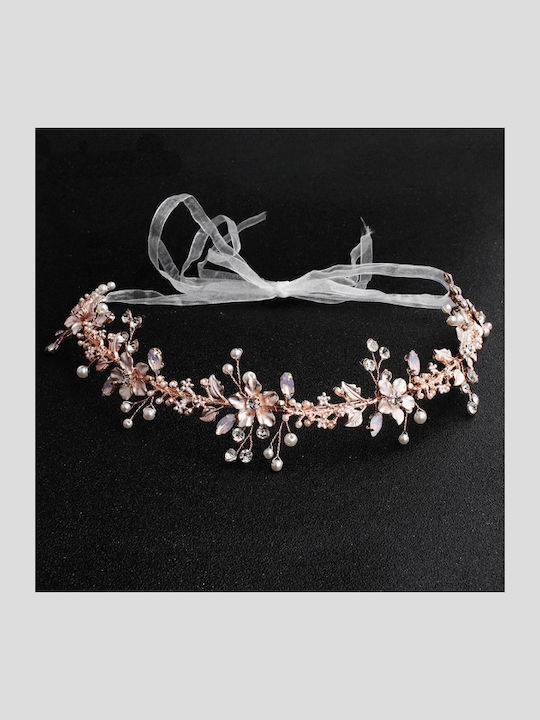 Bridal Hair Decoration Pink Gold Rose Gold Flowers Crystals Pearls Marlie