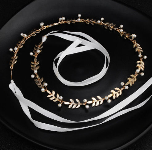Bridal Hair Decoration Gold Greek Style Leaves Pearls Jemima